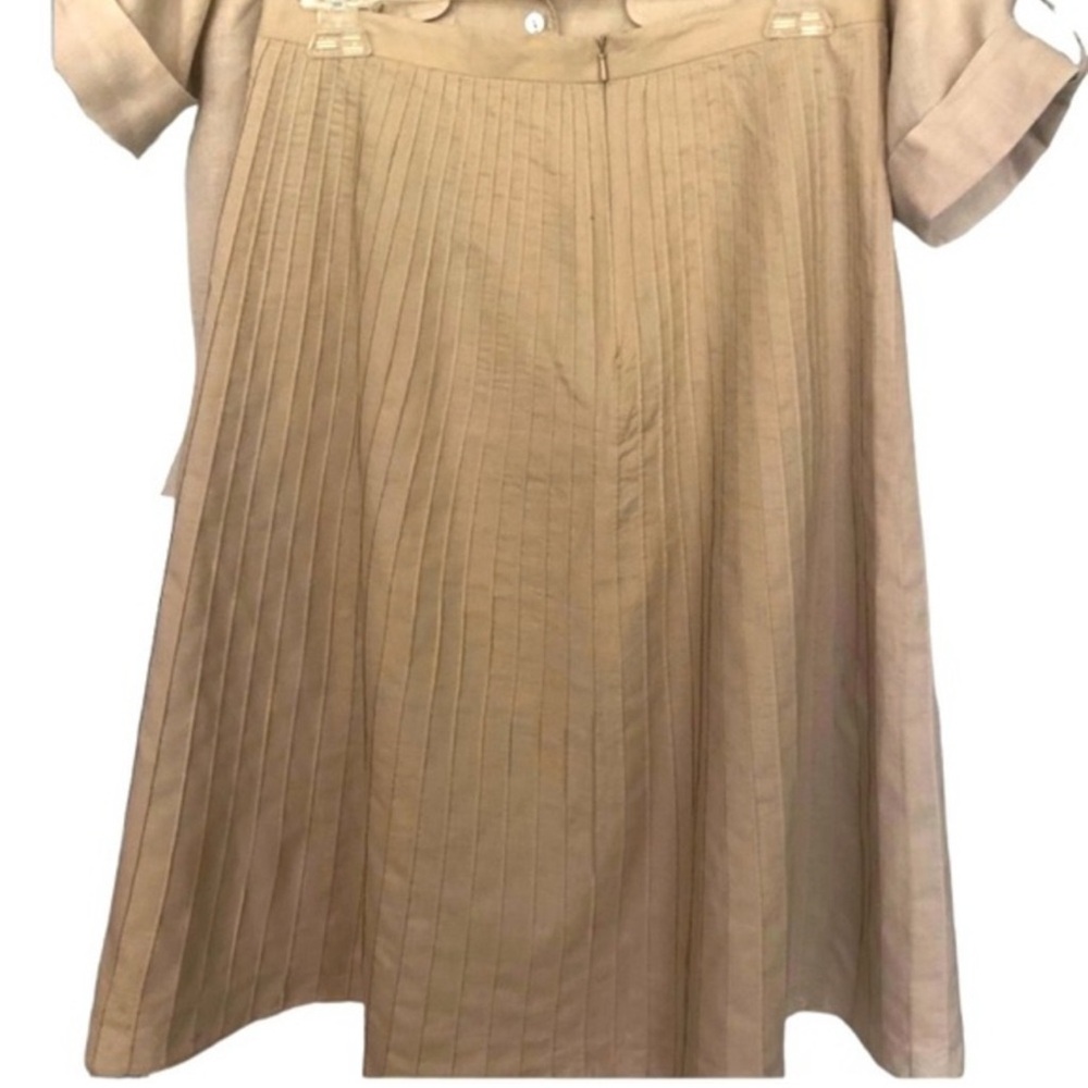 Think Tank Beige Pleated A-Line Midi Skirt Size 6 embroidery Sunburst style - Picture 5 of 10